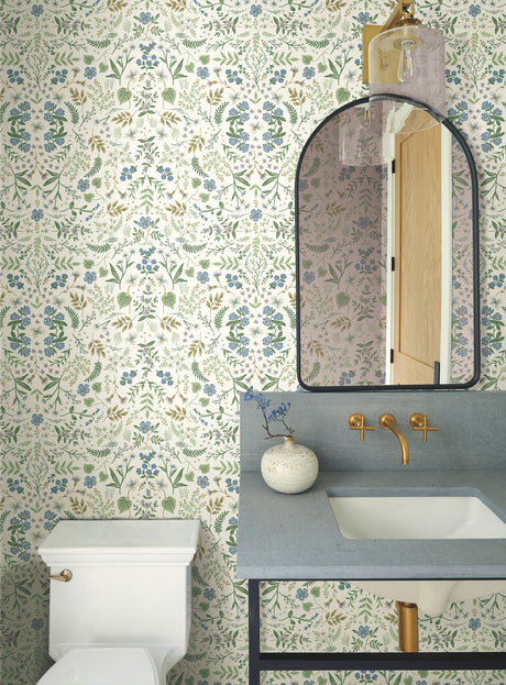 York RI5155 Wildwood Blue & Green Wallpaper
