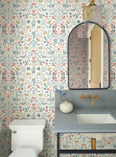York RI5157 Wildwood Beige & Coral Wallpaper