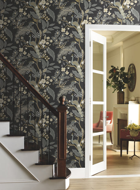 York RI5170 Peacock Black Wallpaper