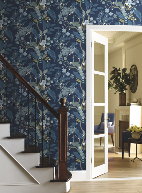 York RI5172 Peacock Navy Wallpaper