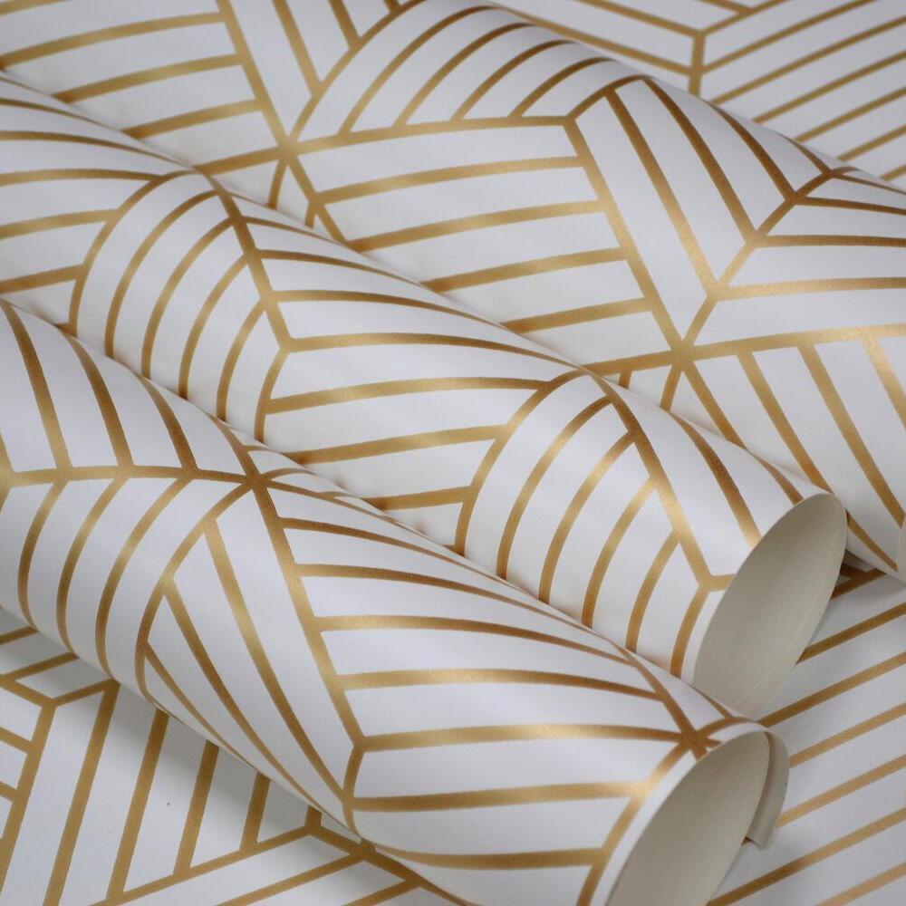 RoomMates RMK11722WP Striped Hexagon Peel and Stick Wallpaper - Eade's Wallpaper