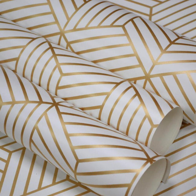 RoomMates RMK11722WP Striped Hexagon Peel and Stick Wallpaper - Eade's Wallpaper