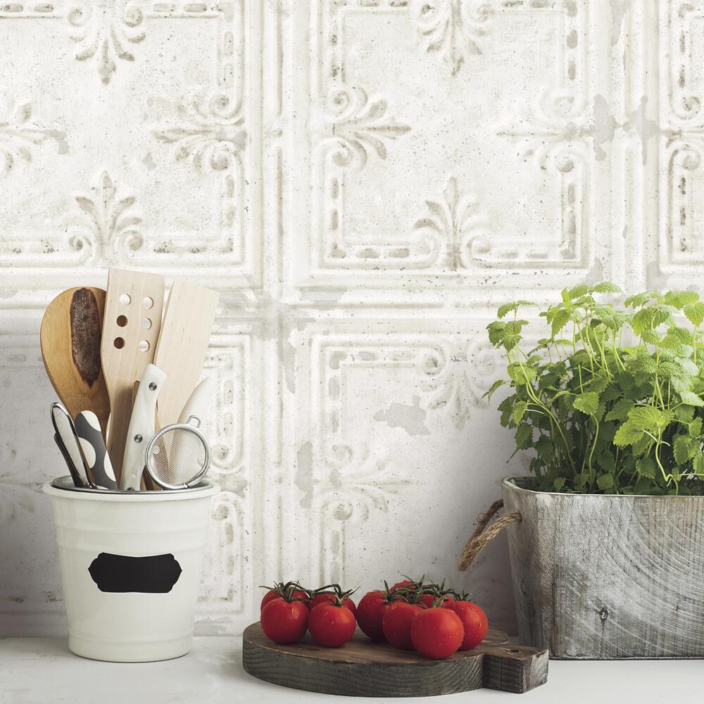 RoomMates RMK11231WP Tin Tile Peel and Stick Wallpaper - Eade's Wallpaper