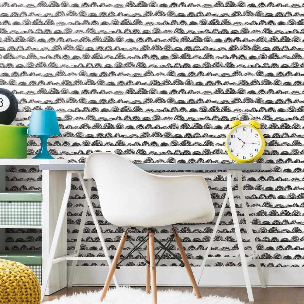 RoomMates RMK11991WP Doodle Scallop Peel and Stick Wallpaper - Eade's Wallpaper