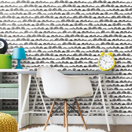 RoomMates RMK11991WP Doodle Scallop Peel and Stick Wallpaper - Eade's Wallpaper