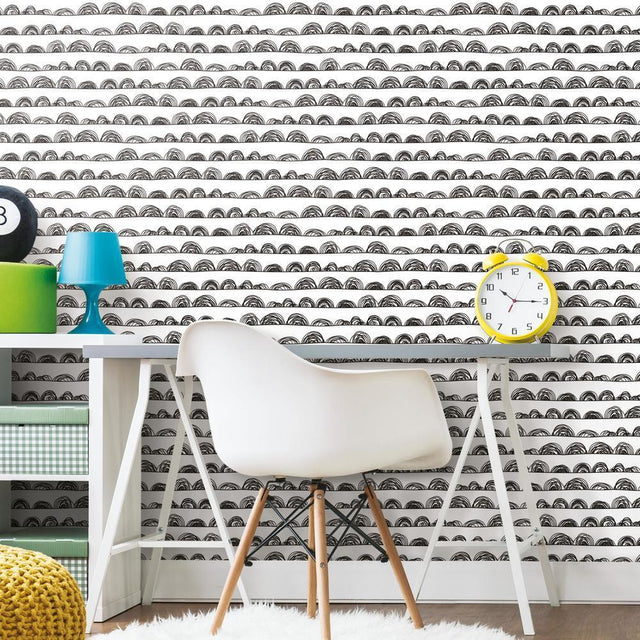 RoomMates RMK11991WP Doodle Scallop Peel and Stick Wallpaper - Eade's Wallpaper