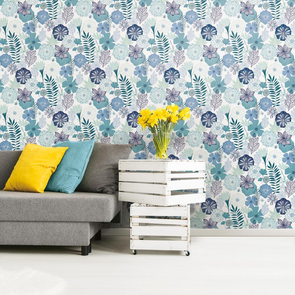 RoomMates RMK11328WP Perennial Blooms Peel and Stick Wallpaper - Eade's Wallpaper