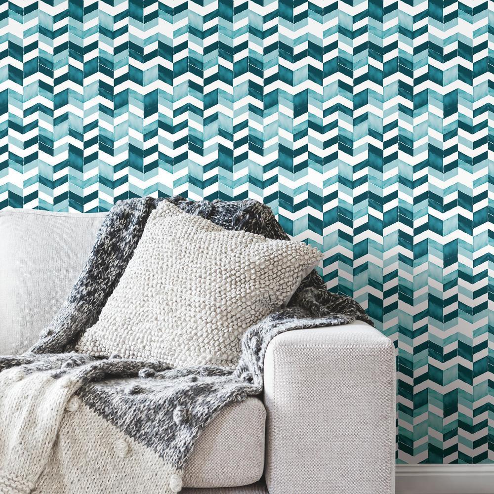RoomMates RMK11356RL Paul Brent Watercolor Chevron Peel and Stick Wallpaper - Eade's Wallpaper