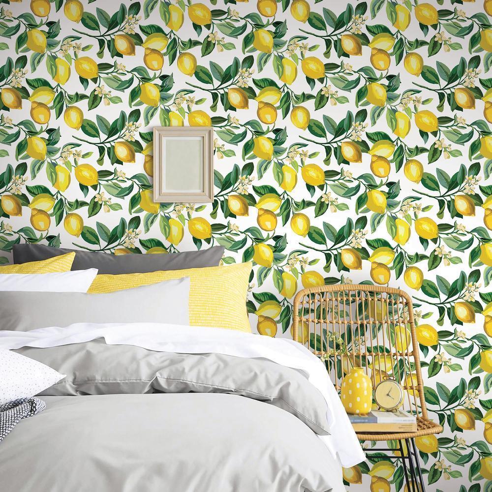 RoomMates RMK11657WP Lemon Zest Peel and Stick Wallpaper - Eade's Wallpaper