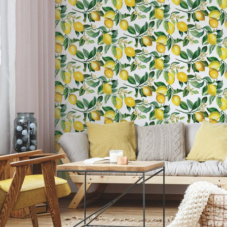 RoomMates RMK11658WP Lemon Zest Peel and Stick Wallpaper - Eade's Wallpaper
