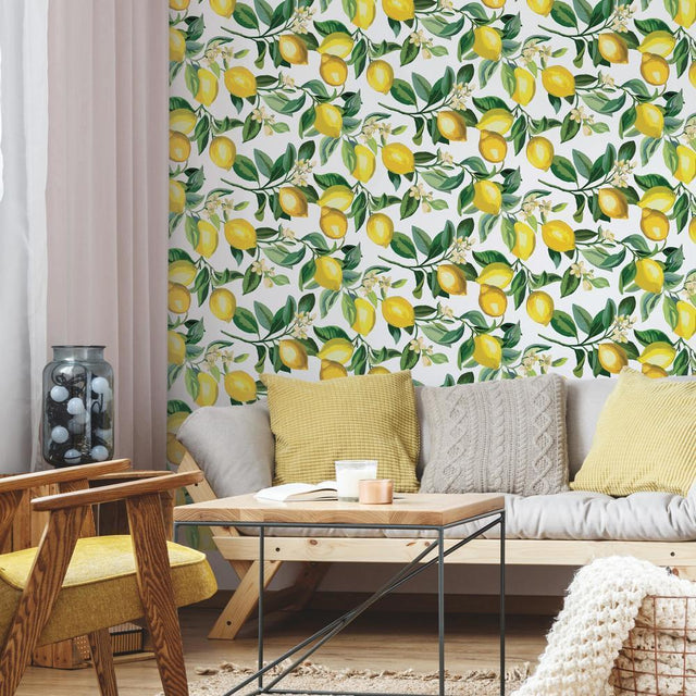 RoomMates RMK11658WP Lemon Zest Peel and Stick Wallpaper - Eade's Wallpaper