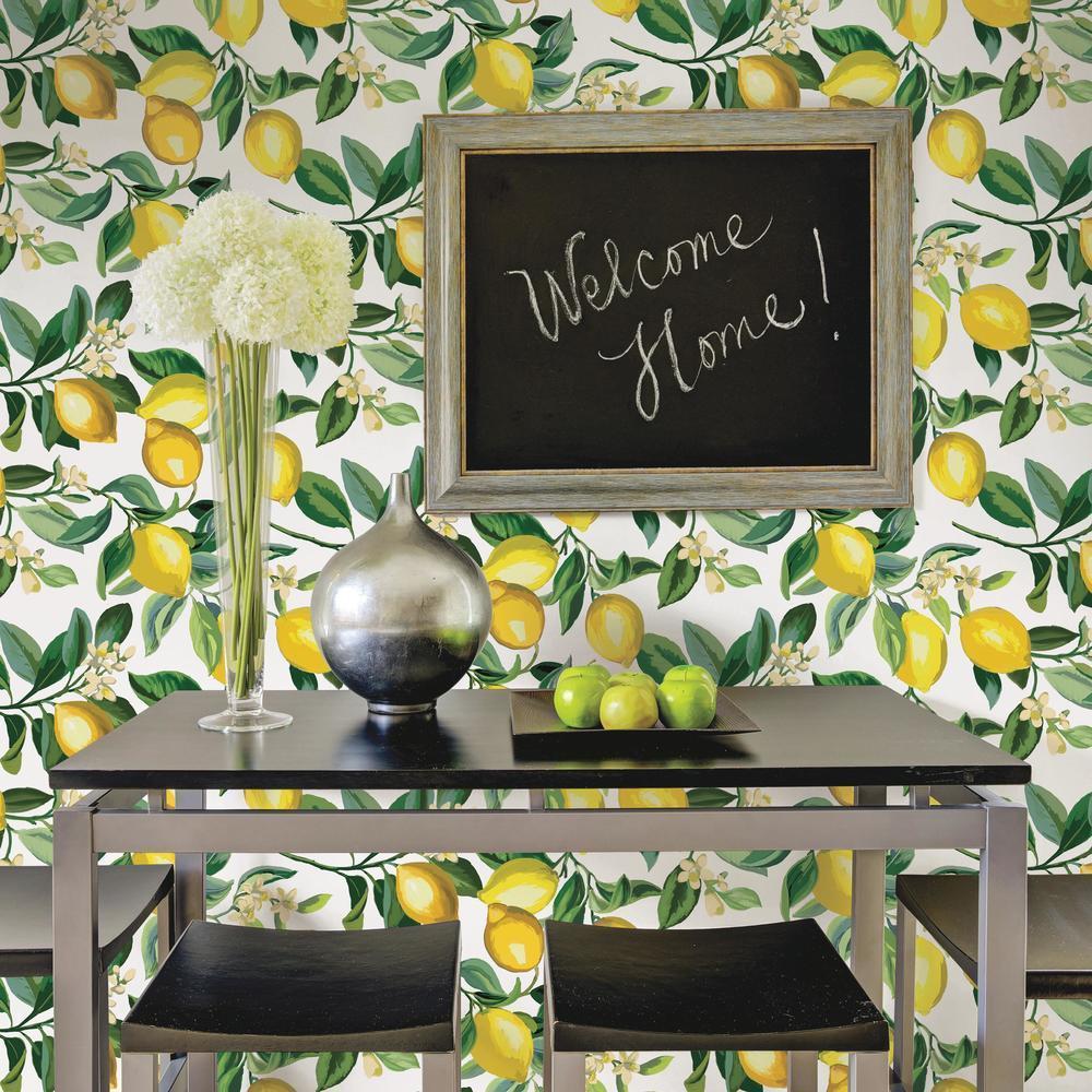 RoomMates RMK11656WP Lemon Zest Peel and Stick Wallpaper - Eade's Wallpaper