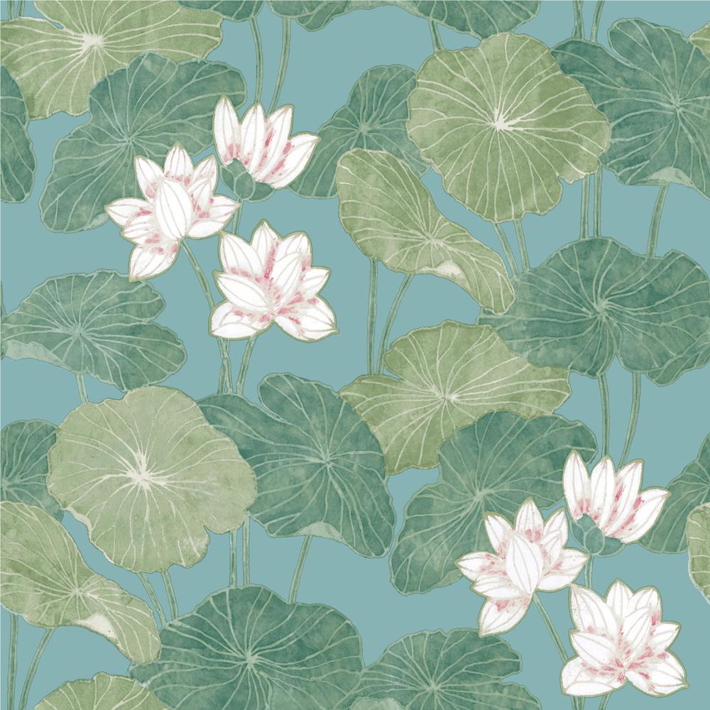 RoomMates RMK11433WP Lily Pad Peel and Stick Wallpaper - Eade's Wallpaper