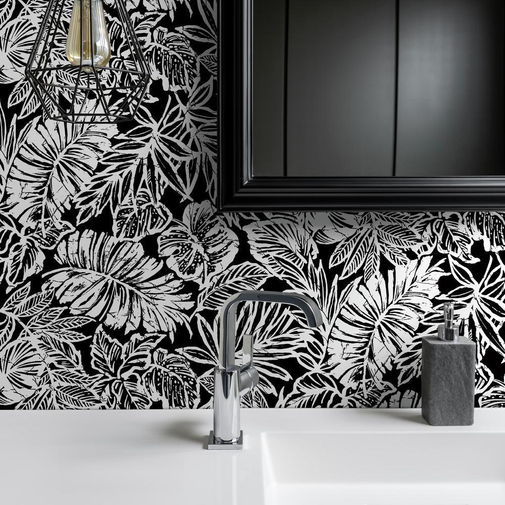 RoomMates RMK11437WP Batik Tropical Leaf Peel and Stick Wallpaper - Eade's Wallpaper