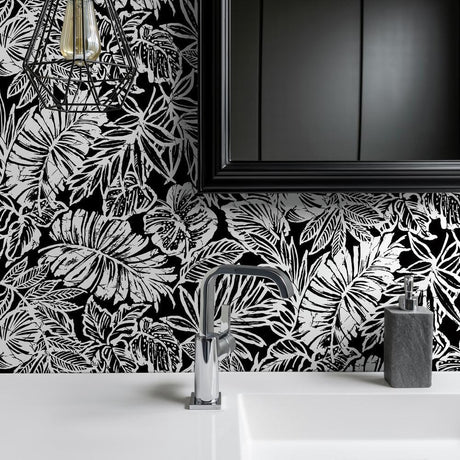 RoomMates RMK11437WP Batik Tropical Leaf Peel and Stick Wallpaper - Eade's Wallpaper