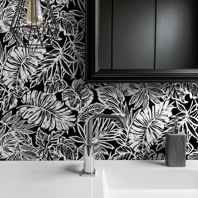 RoomMates RMK11437WP Batik Tropical Leaf Peel and Stick Wallpaper - Eade's Wallpaper