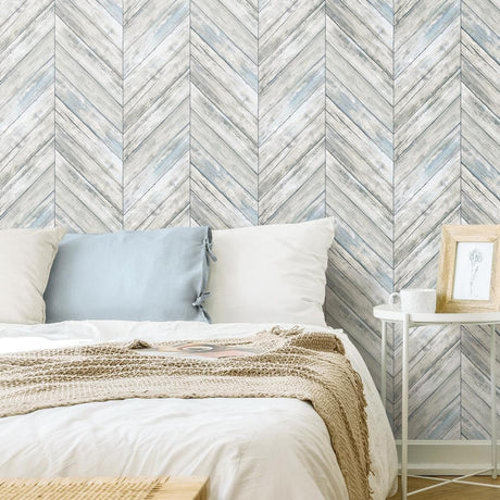 RoomMates RMK11454WP Herringbone Wood Boards Peel and Stick Wallpaper - Eade's Wallpaper