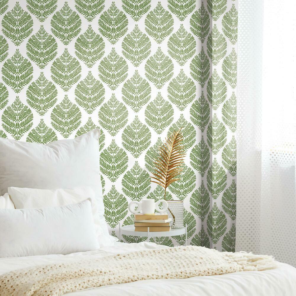RoomMates RMK11512WP Hygge Fern Damask Peel and Stick Wallpaper - Eade's Wallpaper