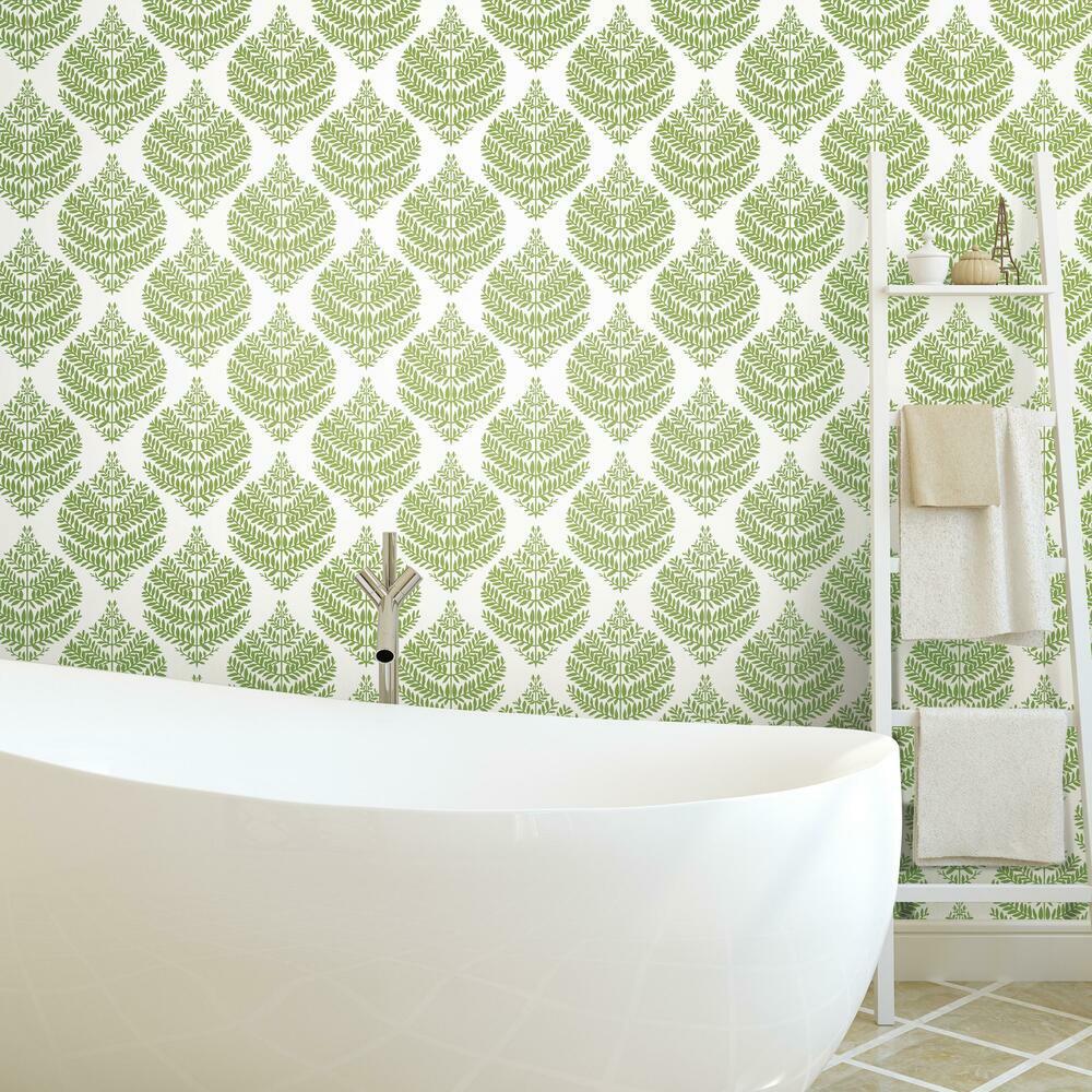 RoomMates RMK11511WP Hygge Fern Damask Peel and Stick Wallpaper - Eade's Wallpaper
