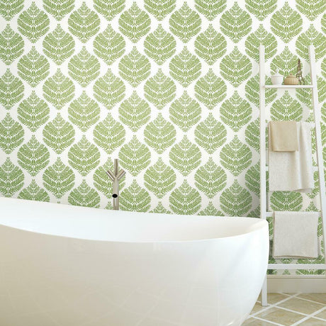 RoomMates RMK11511WP Hygge Fern Damask Peel and Stick Wallpaper - Eade's Wallpaper