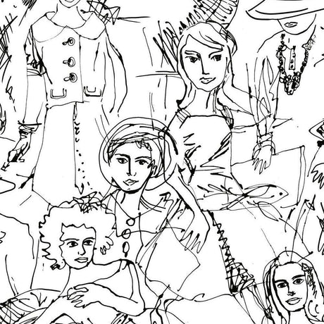 RoomMates RMK11951WP Vogue Sketches Peel and Stick Wallpaper - Eade's Wallpaper