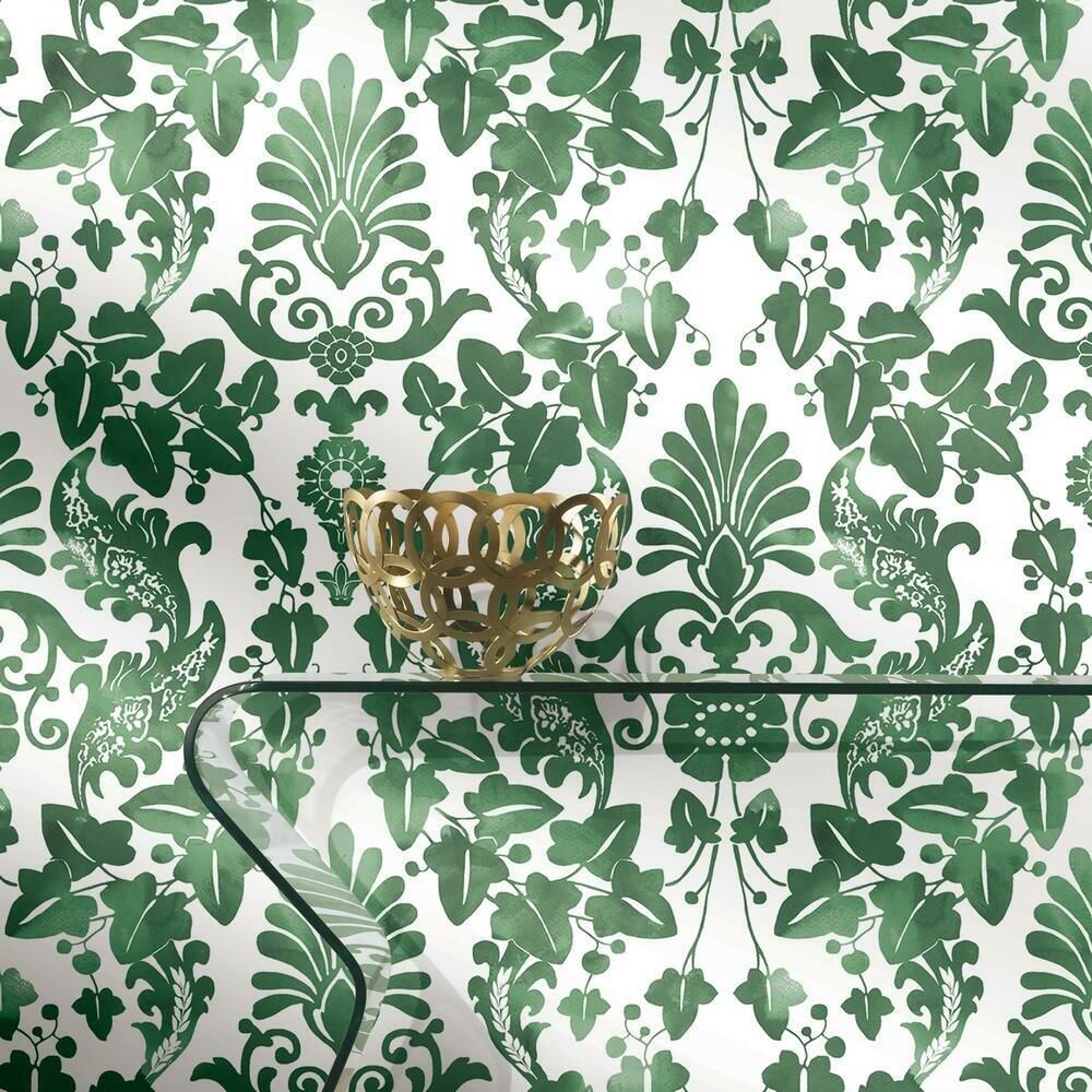 RoomMates RMK11597RL Vine Damask Peel and Stick Wallpaper - Eade's Wallpaper