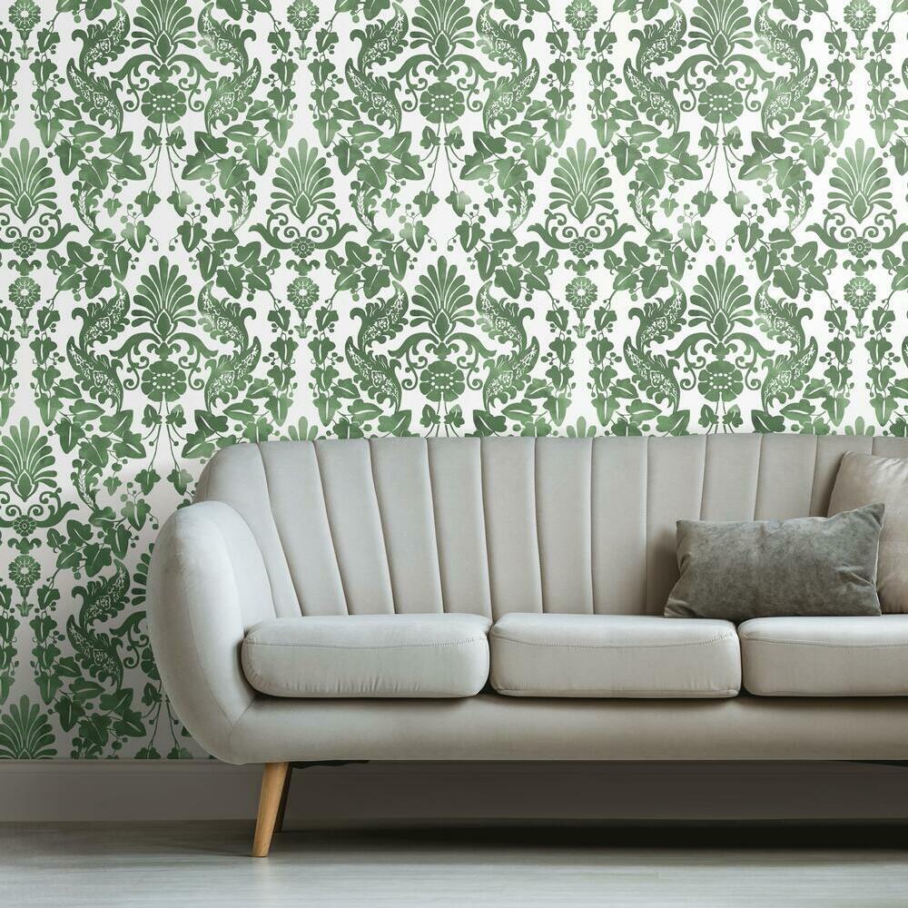 RoomMates RMK11598RL Vine Damask Peel and Stick Wallpaper - Eade's Wallpaper