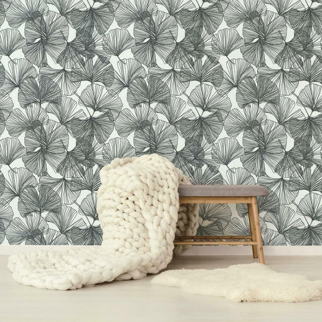 RoomMates RMK11602WP Ginkgo Leaves Peel and Stick Wallpaper - Eade's Wallpaper