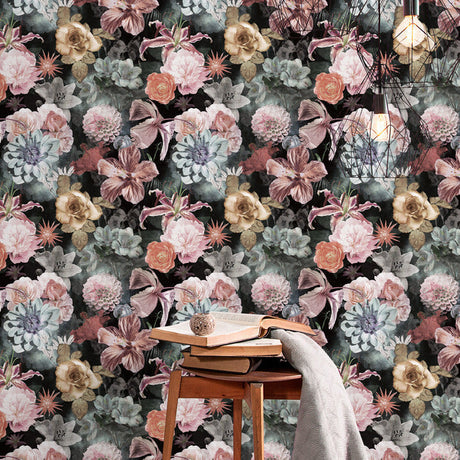 RoomMates RMK11717RL Vintage Floral Blooms Peel and Stick Wallpaper - Eade's Wallpaper