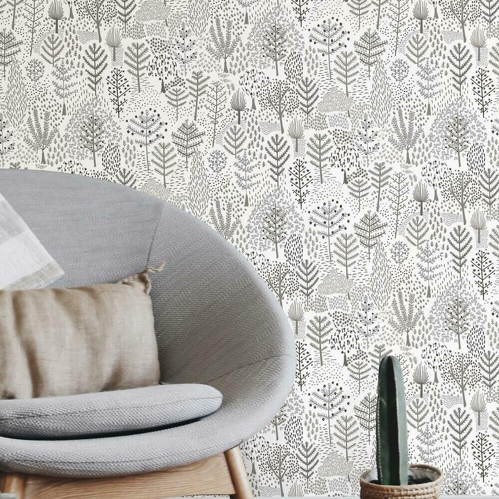 RoomMates RMK11734RL Folklore Trees Peel and Stick Wallpaper - Eade's Wallpaper