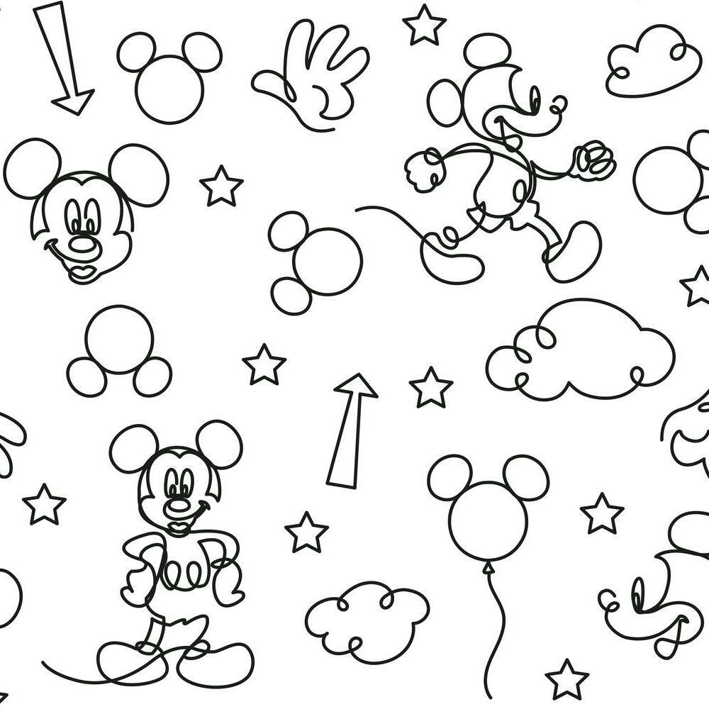 RoomMates RMK11776RL Disney Mickey Mouse Line Art Peel and Stick Wallpaper - Eade's Wallpaper