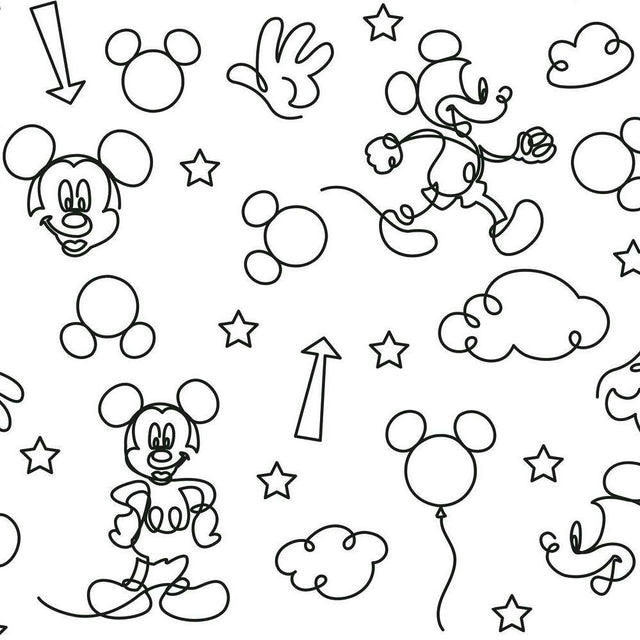 RoomMates RMK11776RL Disney Mickey Mouse Line Art Peel and Stick Wallpaper - Eade's Wallpaper