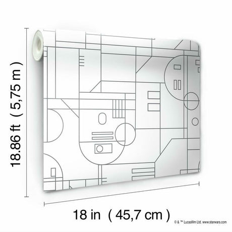 RoomMates RMK11784RL Star Wars R2D2 Geometric Peel and Stick Wallpaper - Eade's Wallpaper