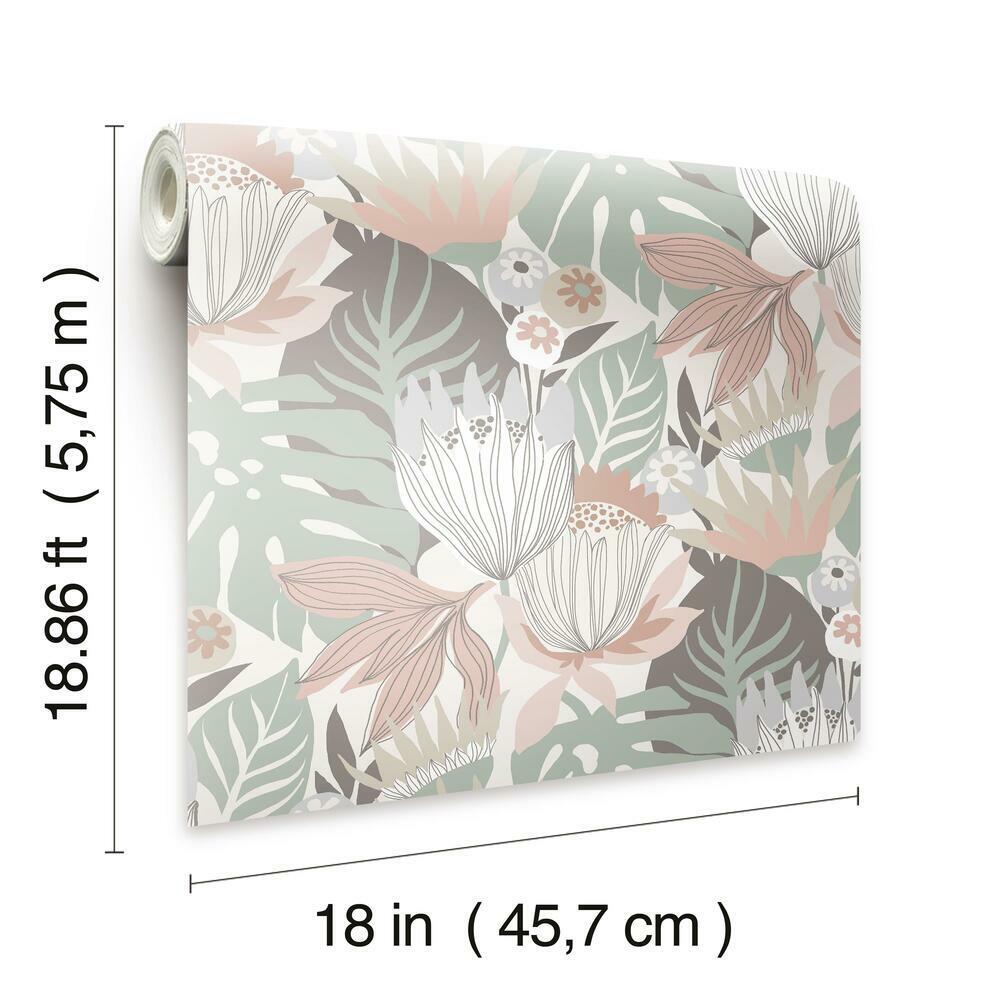 RoomMates RMK11913WP Retro Tropical Leaves Peel and Stick Wallpaper - Eade's Wallpaper