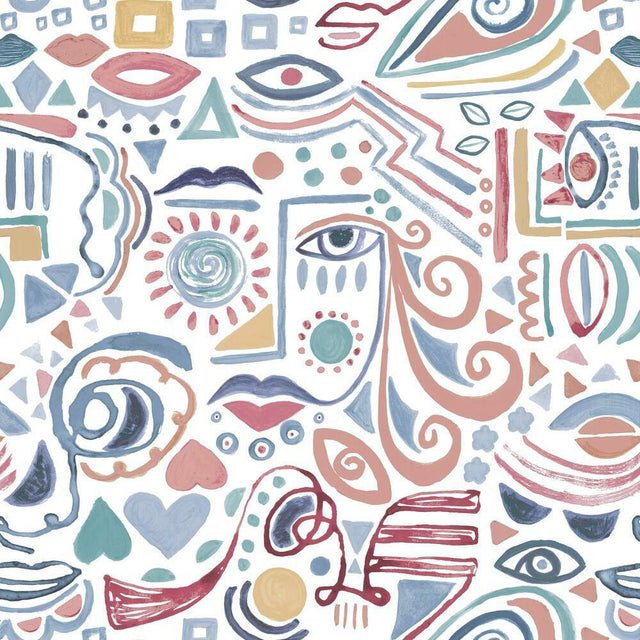 RoomMates RMK11897RL Mod Faces Peel & Stick Wallpaper - Eade's Wallpaper