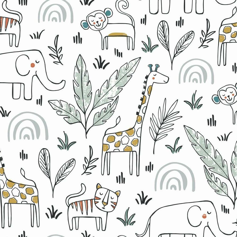 RoomMates RMK11980RL Jungle Menagerie Peel and Stick Wallpaper - Eade's Wallpaper