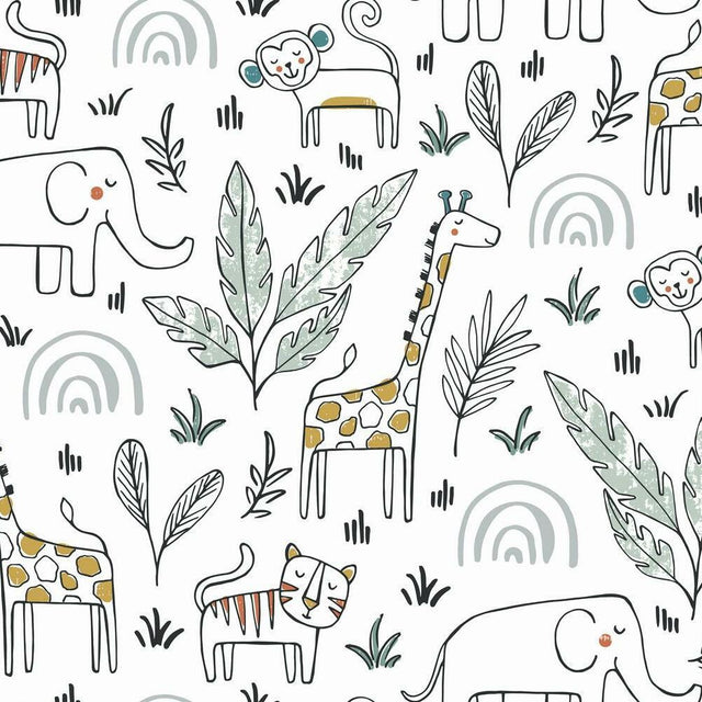 RoomMates RMK11980RL Jungle Menagerie Peel and Stick Wallpaper - Eade's Wallpaper