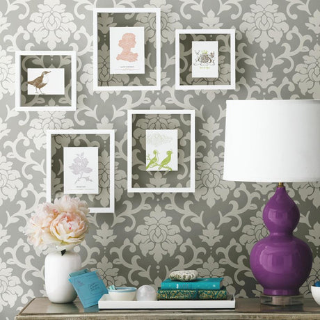 RoomMates RMK9113WP Damask Peel And Stick Wallpaper - Eade's Wallpaper