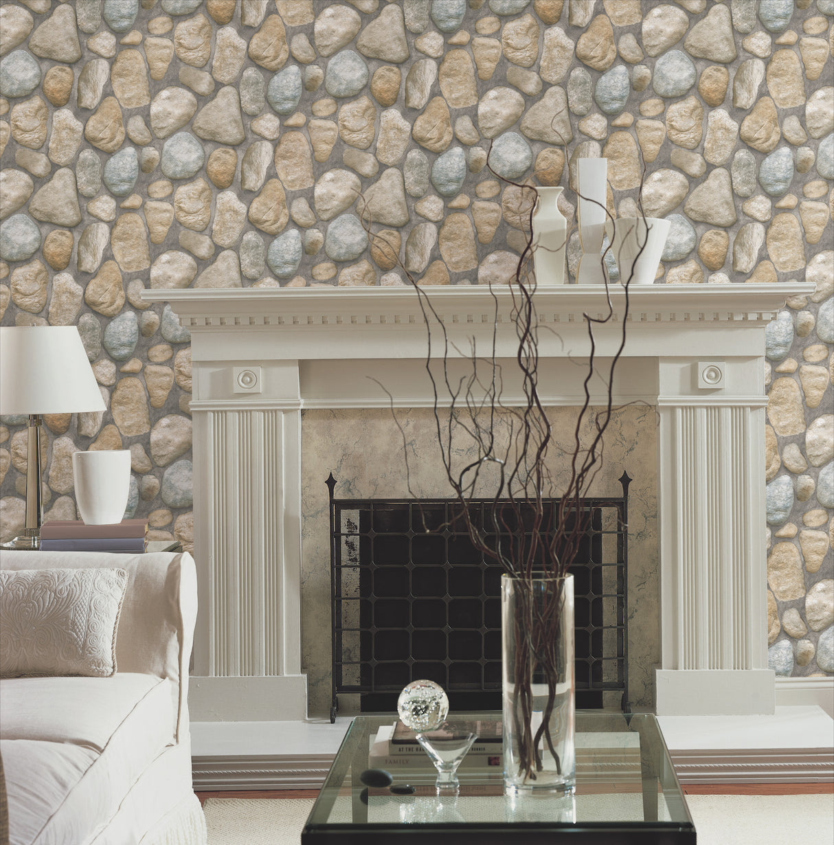 York RN1064 River Rock Slate Grey & Desert Brown Wallpaper