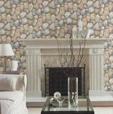 York RN1064 River Rock Slate Grey & Desert Brown Wallpaper