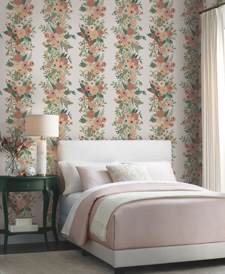 York RP7312 Garden Party Trellis White & Light Pink Wallpaper
