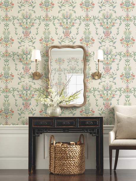 York RP7327 Luxembourg Beige & Red Wallpaper