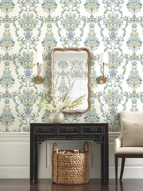York RP7330 Luxembourg White & Blue Wallpaper