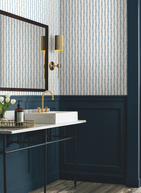 York RP7341 Eden White & Blue Wallpaper