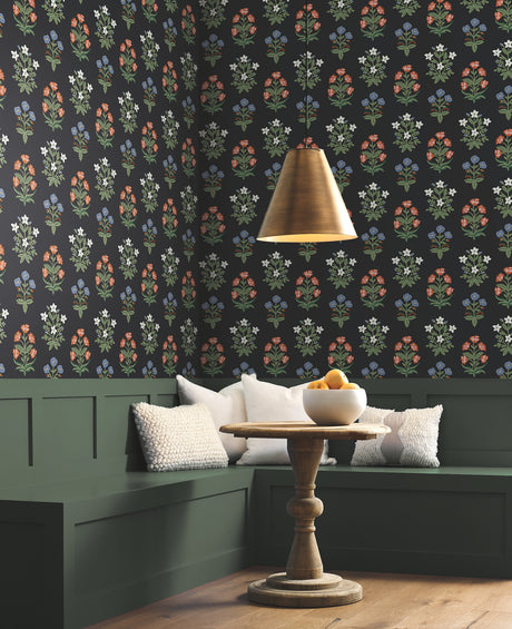 York RP7348 Mughal Rose Black & Pink Wallpaper