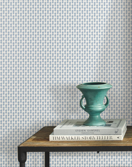 York RP7365 Petal White & Blue Wallpaper