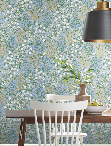 York RP7379 Wildwood Garden Blue & White Wallpaper