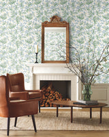 York RP7382 Cornflower White & Green Wallpaper