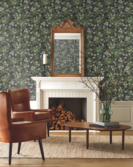 York RP7384 Cornflower Black & Green Wallpaper