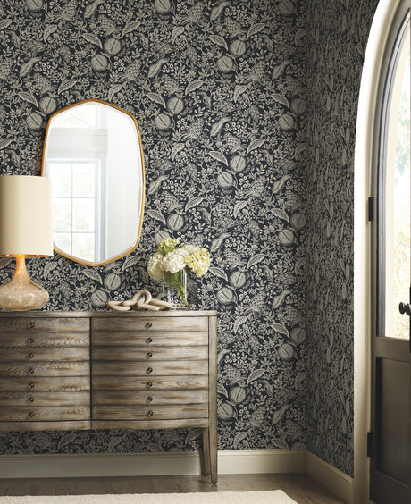 York RP7389 Pomegranate Black Wallpaper